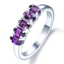 Natural African Amethyst Rings 925 Silver Natural Gemstone Engagement Ring Fine  - £40.21 GBP