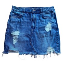 Hollister Womens Skirt Size 7 Juniors Ultra High Rise Distressed Blue Jean w28 - £7.86 GBP