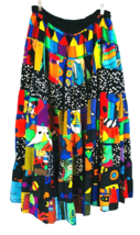 VTG Silkscapes 80s Pop Art Silk Skirt Colorful Very Full Elastic Waist L... - $118.75