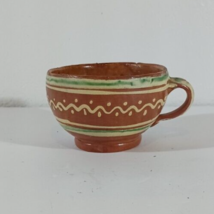 Vintage Tlaquepaque Mexican Folk Art Handmade Terra Cotta Pottery Cup Marked - £12.65 GBP