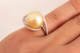 Authenticity Guarantee 
South Sea Gold Pearl 13.1MM 0.21ct Diamonds 18K White... - £1,006.22 GBP