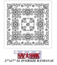 Hav-A-Hank XL BIG SIZE WHITE PAISLEY 27x27" BANDANNA Head Wrap Face Mask... - $7.99