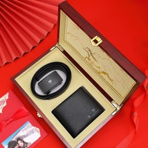 BULLCAPTAIN Leather Wallet &amp; Belt Luxury Set Combination SET03 - $86.98