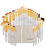 professional makeup brush set with eco-friendly wooden handles and bag red - $69.01 CAD
