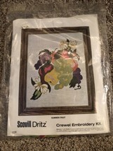 VINTAGE SCOVILL DRITZ “Summer Fruit“ CREWEL EMBROIDERY KIT-NEW 6106 11”x14” - £14.85 GBP