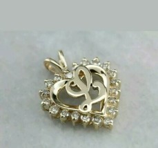 0.80 CT Round Diamond L Initial Heart Pendant 18&quot; Necklace 14k Yellow Go... - $105.05 CAD