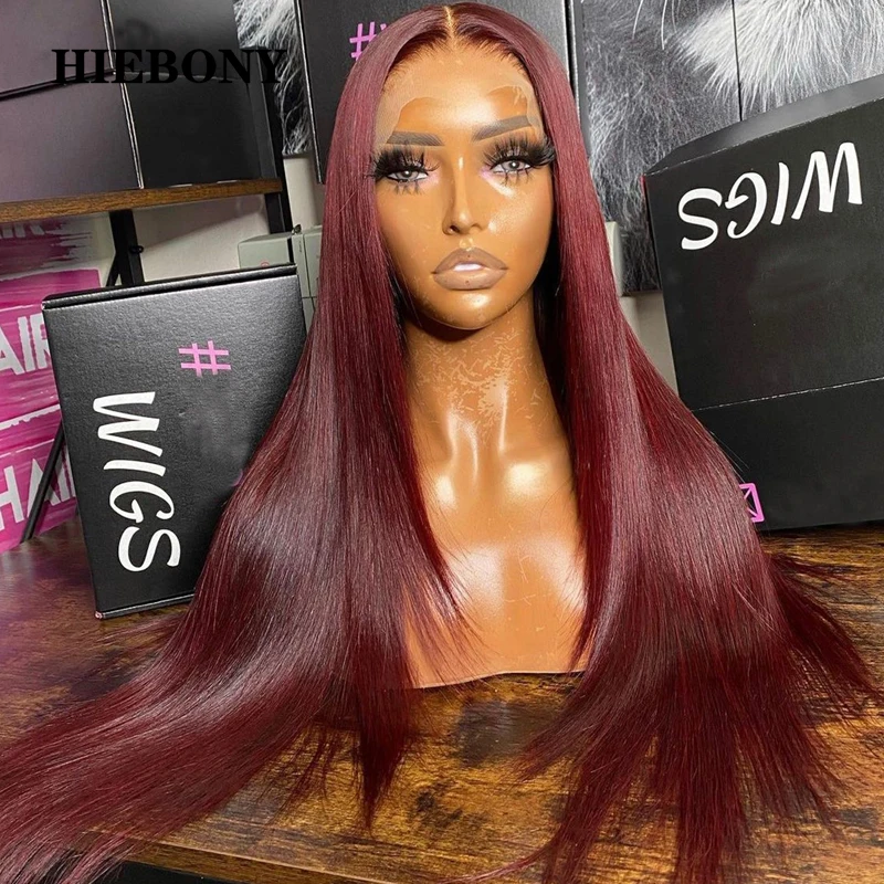 99J Straight Lace Front Wigs Human Hair 250% Glueless 4x4/5x5/6x6 Lace C... - £137.94 GBP+
