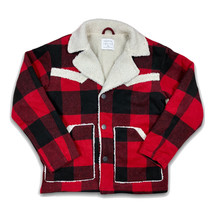 Urban Outfitters Buffalo Check Sherpa Jacket Small Lumberjack Chore Unisex - £23.52 GBP