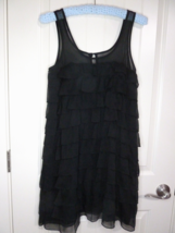 Aerie Chiffon Tiered Ruffle Blouse Tor dress Womens Medium Black Sheer - £14.89 GBP
