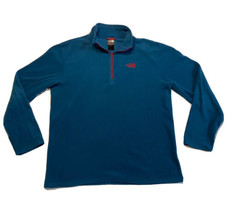 The North Face Polar Tec 1/4 Zip Fleece Pullover Mens Large Blue Red Logo Hiking - £14.64 GBP