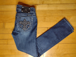 Miss Me Jeans Women Size 27 Skinny Blue Long Jean  Embellished Flat Pockets - £23.44 GBP