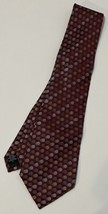 Van Heusen Necktie Neck Tie 100% Silk Maroon Ball Striped Long &amp; Wide - $6.95