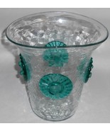 MID CENTURY MODERN Vintage BLENKO Hand Crafted CRACKLE GLASS Vase w/ROSE... - €110,99 EUR