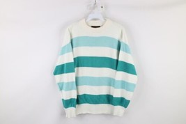 Vtg 90s Eddie Bauer Womens Large Striped Color Block Knit Crewneck Sweater USA - £46.67 GBP