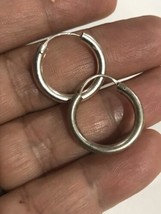 Vtg sterling silver small unique hoop earrings - £19.53 GBP