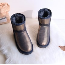 Genuine Leather Waterproof Classic Lady Thick Plush Boots Women&#39;s Shoes Warm Sho - £41.17 GBP