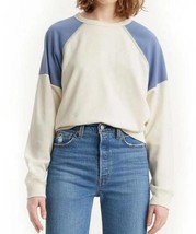 Womens Sweatshirt Levis Cream Blue Colorblock Crewneck Sweatshirt-sz XL - $20.79