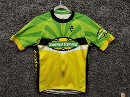 * Panache Cycling Jersey Adult XL Green Yellow Sabino Cycles Full Zip - £18.46 GBP