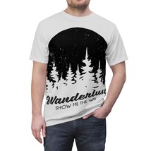 Unisex Allover Print T-Shirt - Forest Wanderlust Black &amp; White - £31.59 GBP+