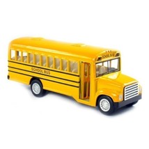 6&quot; Die Cast Long-Nose School Bus with Pull-Back Action and Open-able Doors - £11.84 GBP