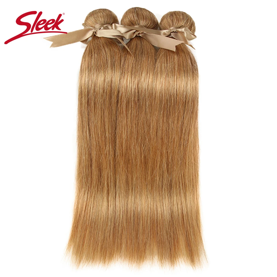 Sleek Honey Blonde 27 Color Mink Brazilian Natural Remy Straight Hair Weave - £16.18 GBP+