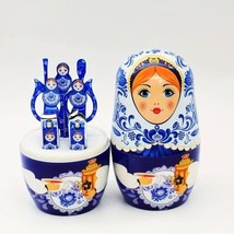 Russian Nesting Doll Manicure Set Blue White Clippers Nail File Storage ... - $23.10