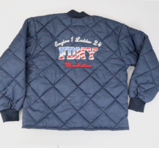 FDNY Ladder 24 Engine 1 Quilted Jacket Sz L Embroidered Manhattan Eagle Midtown - $133.05