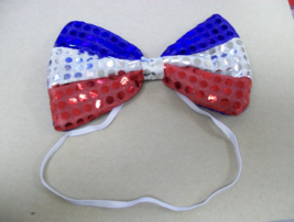 Red Silver Blue Sequin Patriotic Bowtie Neck Tie Hair Bow July 4th Uncle... - $128.18 MXN