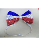 Red Silver Blue Sequin Patriotic Bowtie Neck Tie Hair Bow July 4th Uncle... - $128.18 MXN