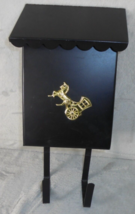 Vintage Black Metal Mailbox with Horse Carriage Emblem Paper Holder Wall... - £23.64 GBP
