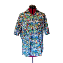 Alan Flusser Button Front Shirt Multicolor Men Pocket Tropical Size Large - $27.96