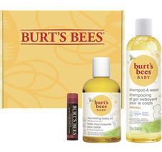 Burt&#39;s Bees Gift Set Baby Oil, Baby Shampoo and Wash, Red Dahlia Tinted ... - £15.55 GBP