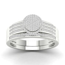 S925 Silver 0.43Ct TDW Natural Diamond Cluster Halo Bridal Set - £267.54 GBP
