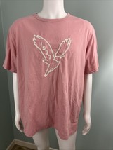 American Eagle Men&#39;s Pink Super Soft Standard Fit Eagle 1977 Tee T-Shirt... - $8.90