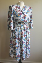 Vtg 80s Breli 6 NOLA Mardi Gras Fleur de Lis Belted Dress USA Made - £20.35 GBP