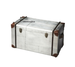 Vintage Aviator Aluminium Storage Trunk &amp; Chests Antique Trunk Box - £505.16 GBP