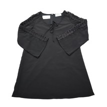 Vava by Joy Han Dress Womens XS Black Plain Key Hole Tie Neck Long Sleeve A Line - £15.38 GBP