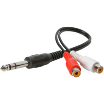1/4&quot; Stereo Plug To 2 Rca Female Adapter Cable 6&quot; - £19.22 GBP