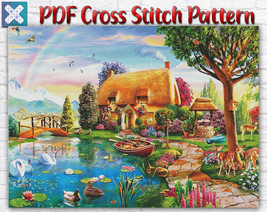 Landscape Nature Summer Counted PDF Cross Stitch Pattern Needlework DIY DMC - £3.95 GBP