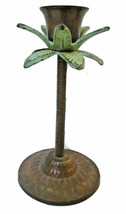 Palm Tree Candlestick Candle Holder Taper Tropical Tiki Island Beach Metal 5&quot; - £19.55 GBP