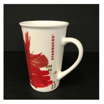 Starbucks Holiday Tall Coffee Mug 12 oz Red White And Gold 2014 Festive Preowned - $17.69