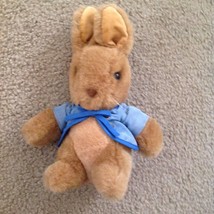 Vintage EDEN Peter Rabbit Plush Blue Coat With tie and buttonsSewn Mouth Easter - £13.19 GBP