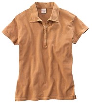 Desert Wash Camel Brown Polo Golf Shirt w/Cap Sleeves &amp; Snap Closure Siz... - £19.10 GBP