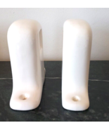Vtg Porcelain Towel Bar Bracket Pair Set Rod Rack Holder White MCM Mid-C... - €17,19 EUR