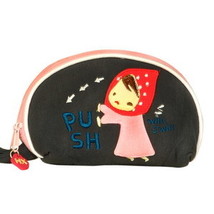 [Smiling Girl] Embroidered Applique Fabric Art Wrist Wallet / Coin Purse / Wr... - £14.08 GBP