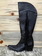 Rockwell Tharp manchester fringe tall cowboy boots in Black - size 39 - £322.65 GBP