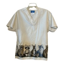 Vintage CREST USA Scrub Top – Size Small – Forest Animal Border Print – ... - $24.00