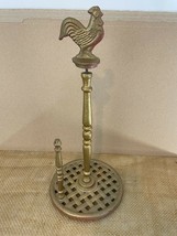 Vtg Cast Iron Rooster Chicken Top Paper Towel Holder - £30.76 GBP
