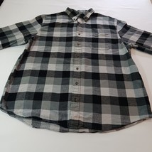 Saddlebred Classic Fit Button-Down Collar Men's Green Gray Flannel Shirt Size LT image 5