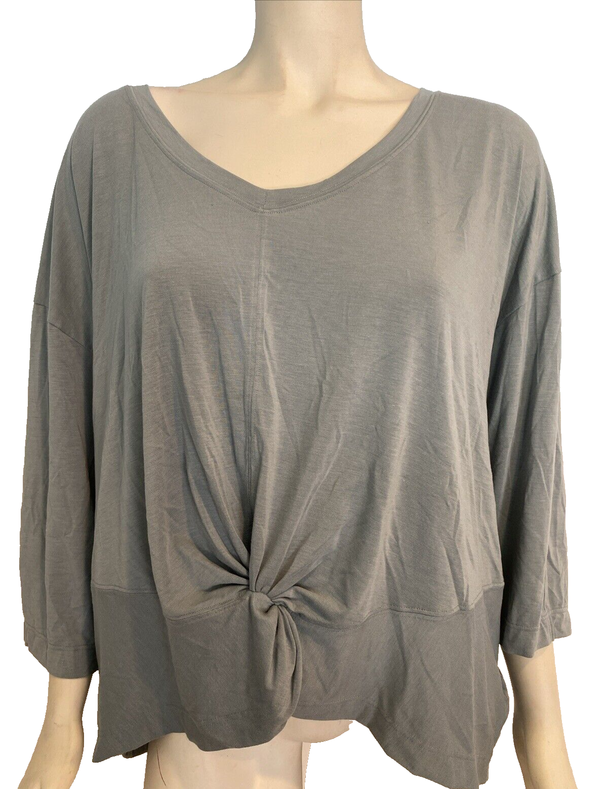 Athleta Green V Neck Short Sleeve Front Knotted Athletic Shirt Size 2X - $23.74